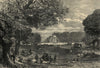 The Chestnut trees In Bushy Park. London 1871 old antique print picture