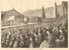 The audience at the passion play, Ober-Ammergau. Germany 1871 old print