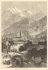 Opening of the Mont Cenis Tunnel: the town of Susa. Italy 1871 old print
