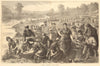 Sunday morning with the hop-pickers. Farming 1871 old antique print picture