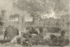 The Fire at Warwick Castle. Warwickshire 1871 old antique print picture