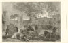 The Fire at Warwick Castle. Warwickshire 1871 old antique print picture