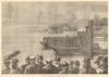 The Oxford & Cambridge boat-race: the start. London. Rowing 1872 old print