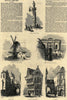Antwerp. Pump Market-Place Windmill Gateway Street houses prison 1872 print