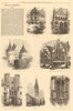 Ghent. Canal Drapers' Hall Porte Rabot Quay Castle Belfry Hotel de Ville 1872