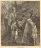 Gathering blackberries. Society. Farming 1872 old antique print picture