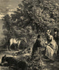 An autumn ramble. Family. Climbing a style. Horse children 1872 old print
