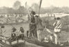 The Oxford & Cambridge boat race: cheering the victors. London 1873 old print
