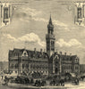 The new town hall, Bradford. Yorkshire. Buildings 1873 old antique print
