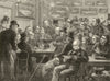 Weighing the fish at a London anglers' club 1873 old antique print picture