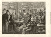 Weighing the fish at a London anglers' club 1873 old antique print picture