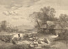 The Drover's Halt, by T Creswick & R Ansdell. Sheep 1873 old antique print