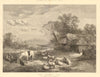 The Drover's Halt, by T Creswick & R Ansdell. Sheep 1873 old antique print