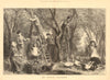 An Apple Orchard. Apple picking. Farming 1873 old antique print picture