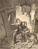 Bide a Wee By W Fyfe. Child eating & dog 1873 old antique print picture