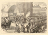 Corpus Christi festival procession, St. Stephen's church, Vienna. Austria 1874