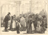 A servants' hiring-office, Friedrichstrasse, Berlin. Recruitmenty 1874 print