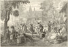 Paris in Summer: Bain à la Grenouillère, at Croissy 1875 old antique print