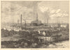 General view of Darlington. Durham 1875 old antique vintage print picture