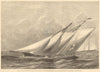 Royal Yacht Squadron Regatta: Hildegarde rounding the flag-boat, Lepe Buoy 1876