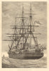 H. M. S. Shah, wood-cased iron ship of war. Royal Navy 1876 old antique print