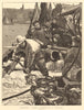 Unloading a French herring-boat at Boulogne, by Lionel Smyth. Fishermen 1876