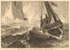 Passing provisions to the Bishop's Rock lighthouse, Scilly Isles 1877 print