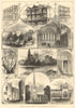Hereford & Ludlow views: Cantilupe Shrine. Feathers Inn. Castle. Ross spire 1877