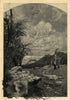 The month: March. Landscapes. Fine arts 1880 old antique vintage print picture