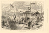 St Gotthard Tunnel completion: First train arriving at Airolo 1880 old print