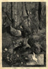 The month: April. Landscapes. Fine arts 1880 old antique vintage print picture