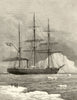 The Swedish Arctic exploring ship Vega among icebergs 1880 old antique print