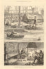 Fur trappers in the backwoods of Canada 1880 old antique vintage print picture