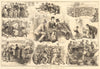 Sketches at the Eton & Harrow cricket-match. London 1880 old antique print