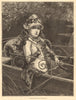 Down by the river. Boats. Punting. Ladies 1880 old antique print picture