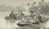 A race to the market, Tahiti, Society Islands. Polynesia 1880 old print
