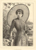 In the garden. Pretty Ladies. Fine arts 1880 old antique vintage print picture