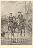 Pleasant company makes the way short. Portraits. Horses 1880 old antique print