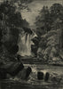 The falls of Muick, five miles from Ballater, Scotland. Waterfalls 1881 print
