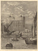 The Tower of London, showing the White Tower 1883 old antique print picture