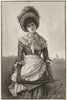 Across the fields. Pretty Ladies. Fine arts 1884 old antique print picture