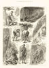 Wood cutting in the forests of Austria & Bavaria 1884 old antique print