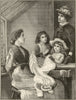 Industry. Sewing. Family. Fine arts 1885 old antique vintage print picture