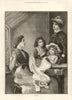 Industry. Sewing. Family. Fine arts 1885 old antique vintage print picture
