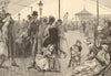 Enjoying the sea breeze. Society 1885 old antique vintage print picture