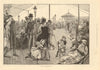 Enjoying the sea breeze. Society 1885 old antique vintage print picture
