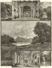 Blenheim Palace. Obelisk River Glyme. Fair Rosamond's Well. Library 1885 print