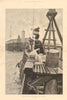 Sea Bass fishing on the south coast. England 1885 old antique print picture