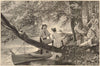 A river picnic. Society. Rowing boat 1885 old antique vintage print picture