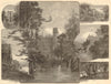 Warwick Castle. Hill House Moat Bear Tower Gate house. Warwickshire 1886 print